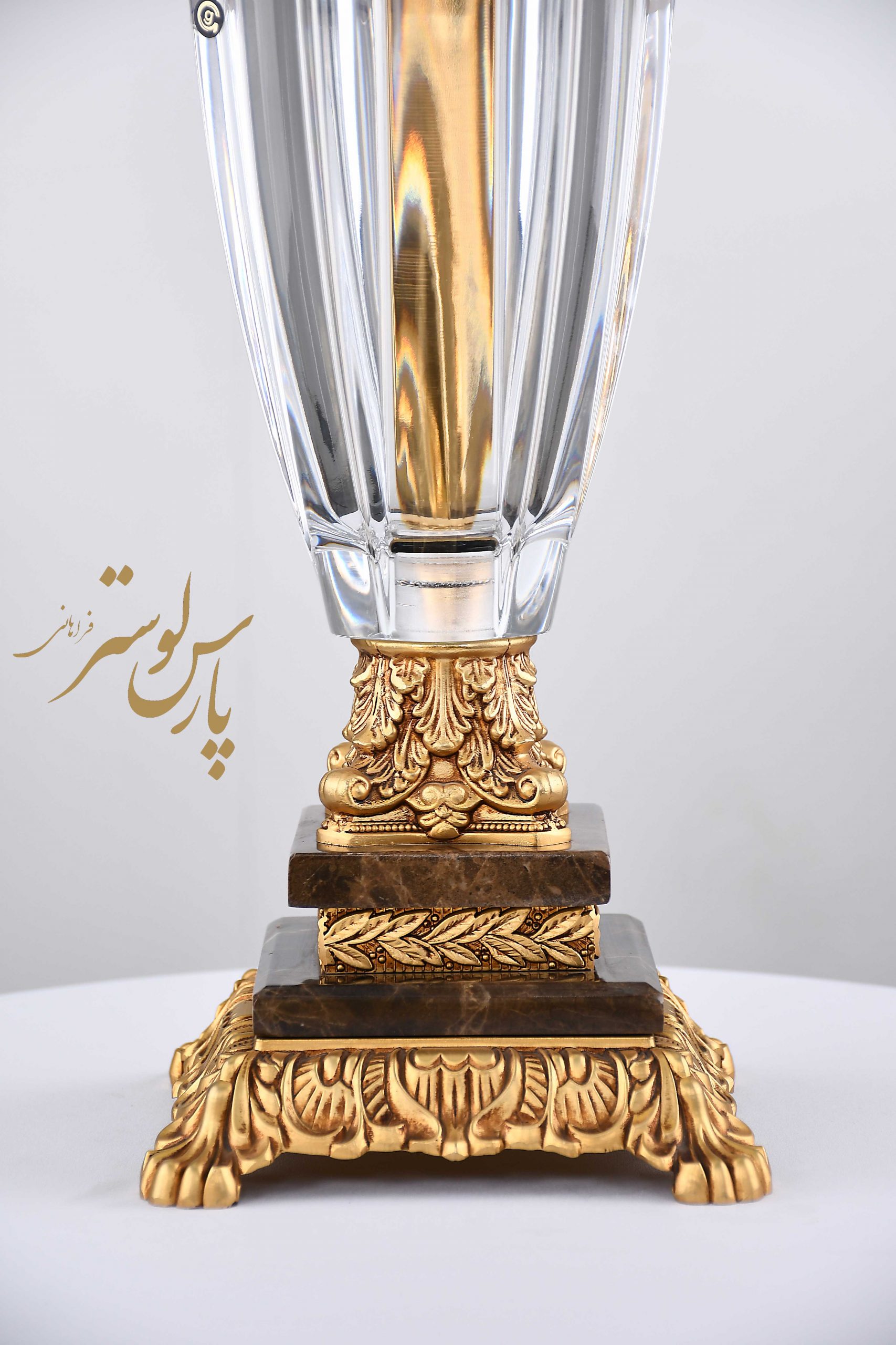 Classic lampshade آباژور جدید کریستال بدنه برنزی کلاسیک
