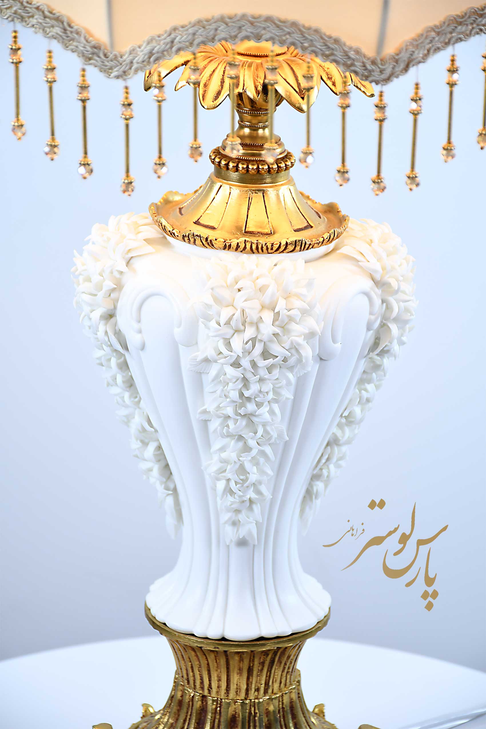 Classic lampshade آباژور رو میزی سرامیک بدنه برنزی کلاسیک