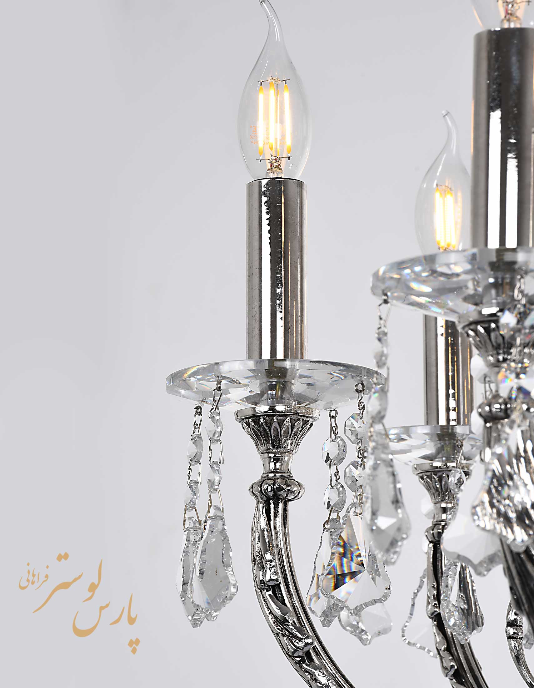 Classic chandelier لوستر استیل بدنه برنجی کریستال به نام لیدان