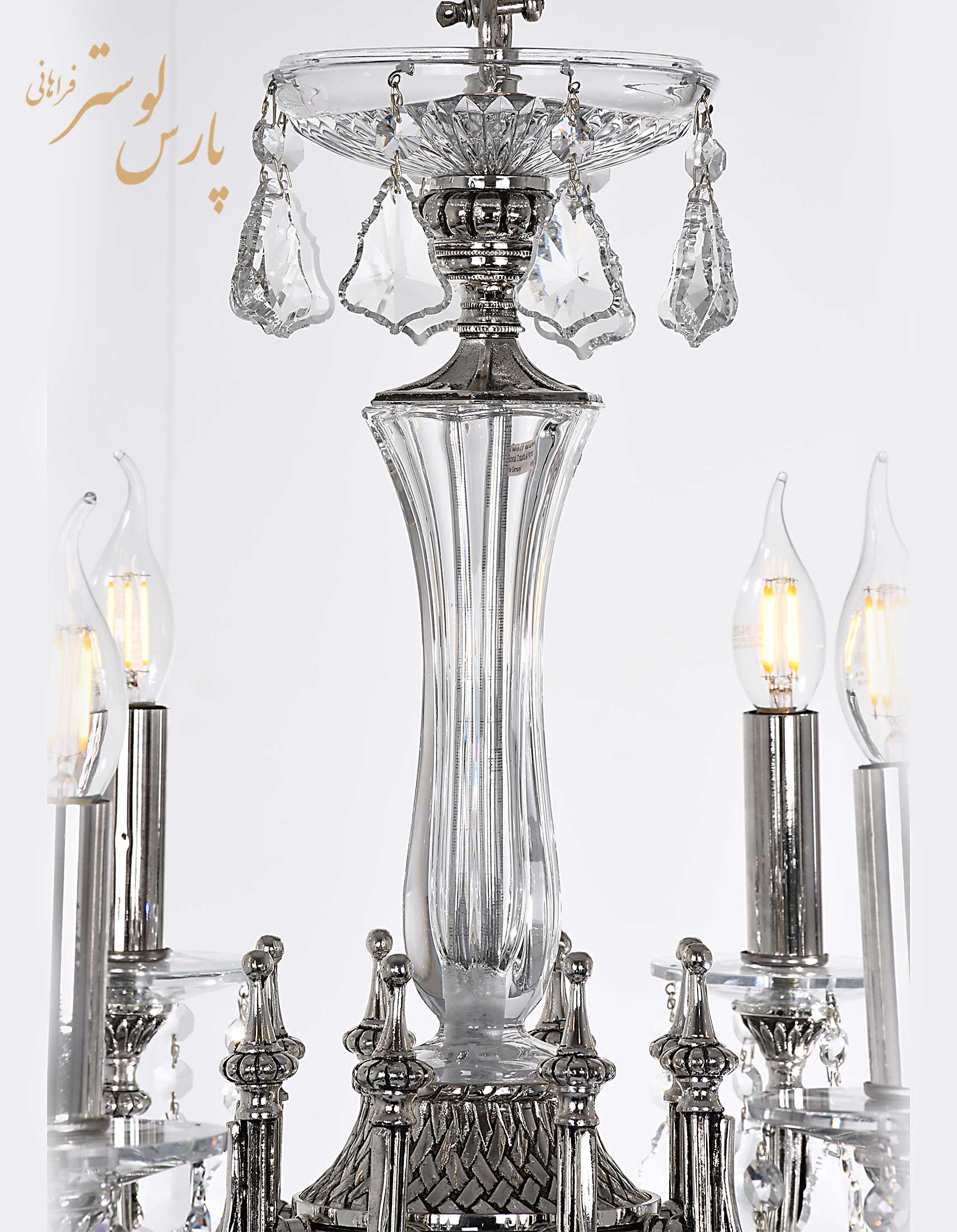 Classic chandelier لوستر استیل بدنه برنجی کریستال به نام لیدان