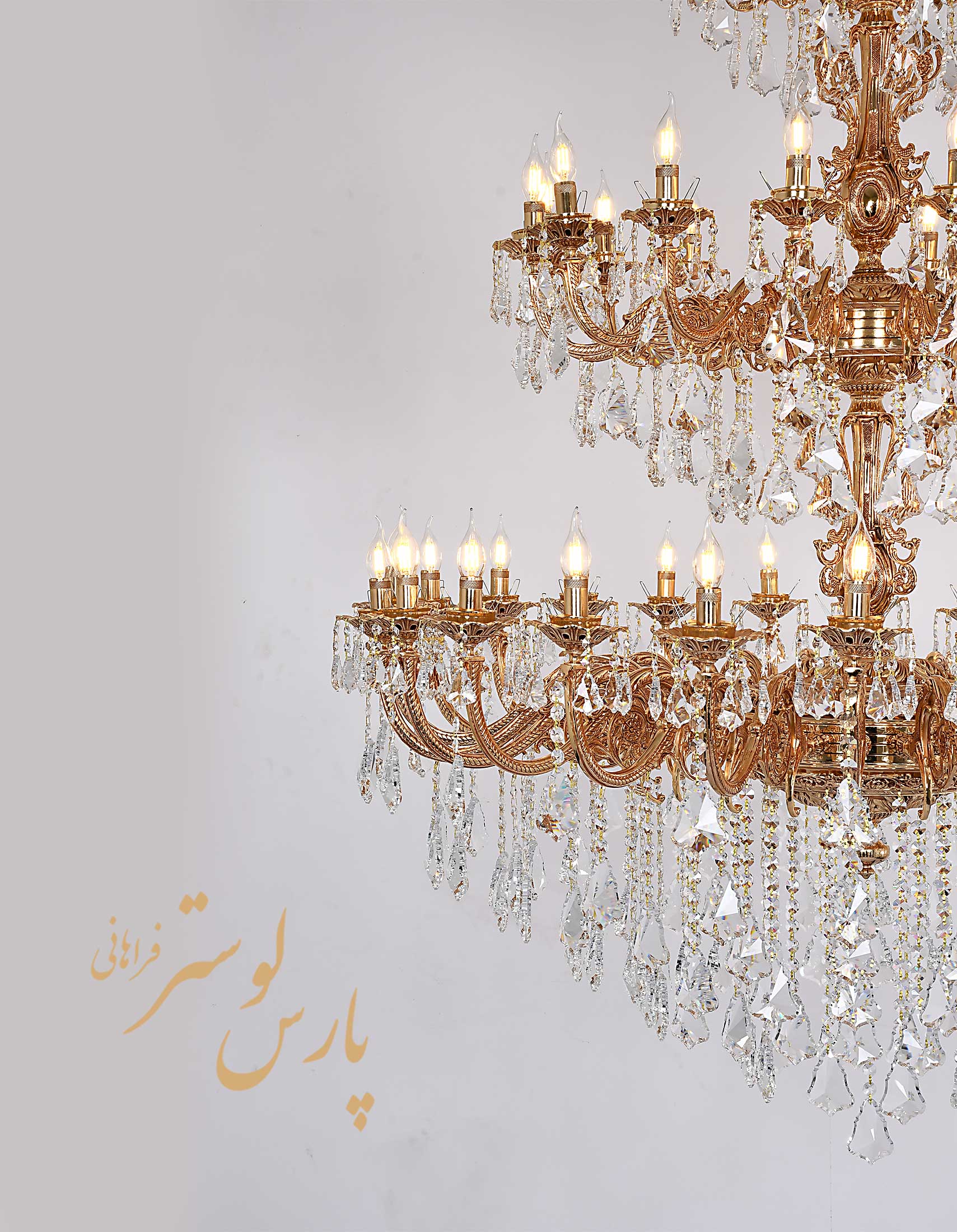 Large chandelier لوستر بزرگ بدنه برنزی کلاسیک طرح فرشته