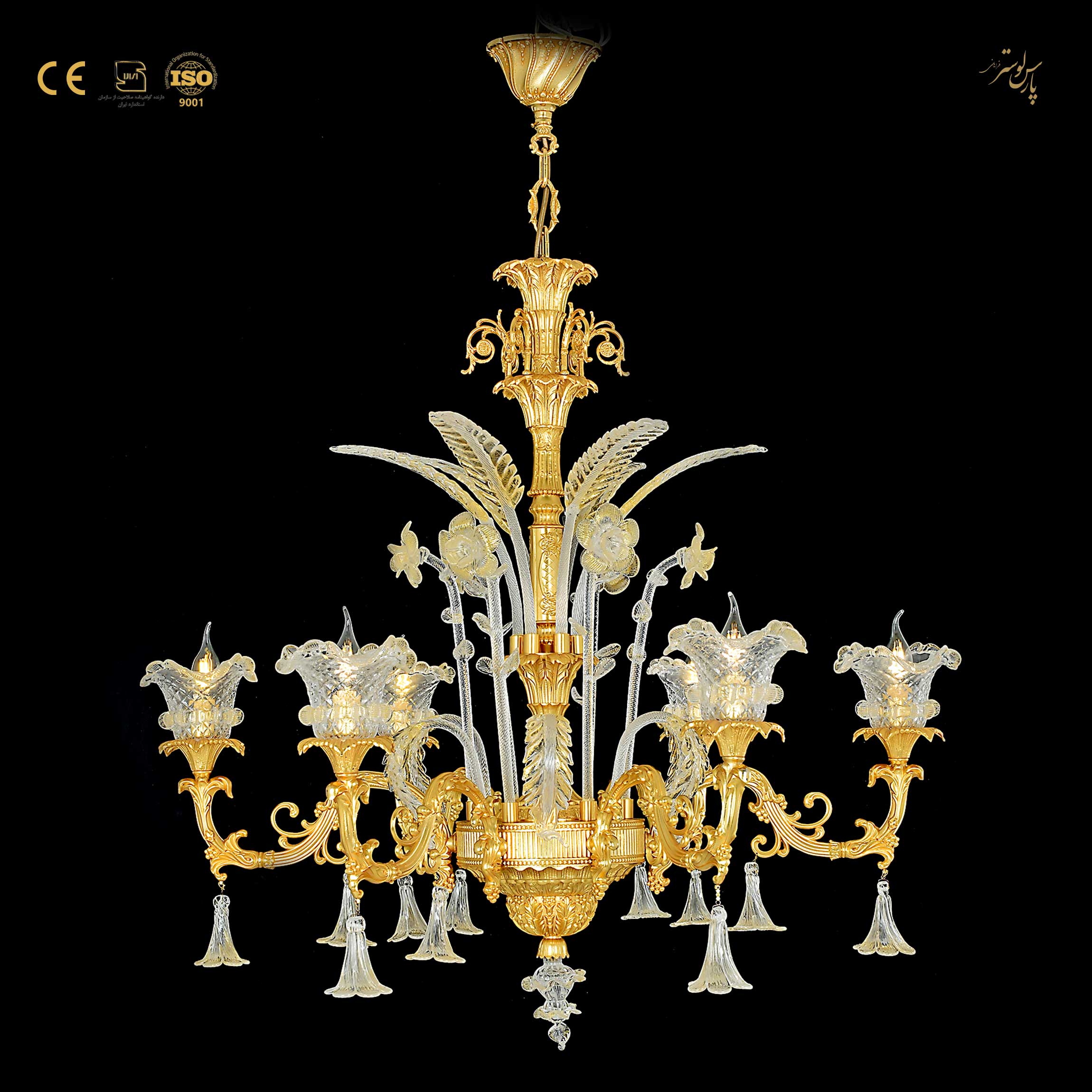 لوستر لاکچری با روکش طلا کد6704 لوستر لاکچری با روکش طلا کد6704