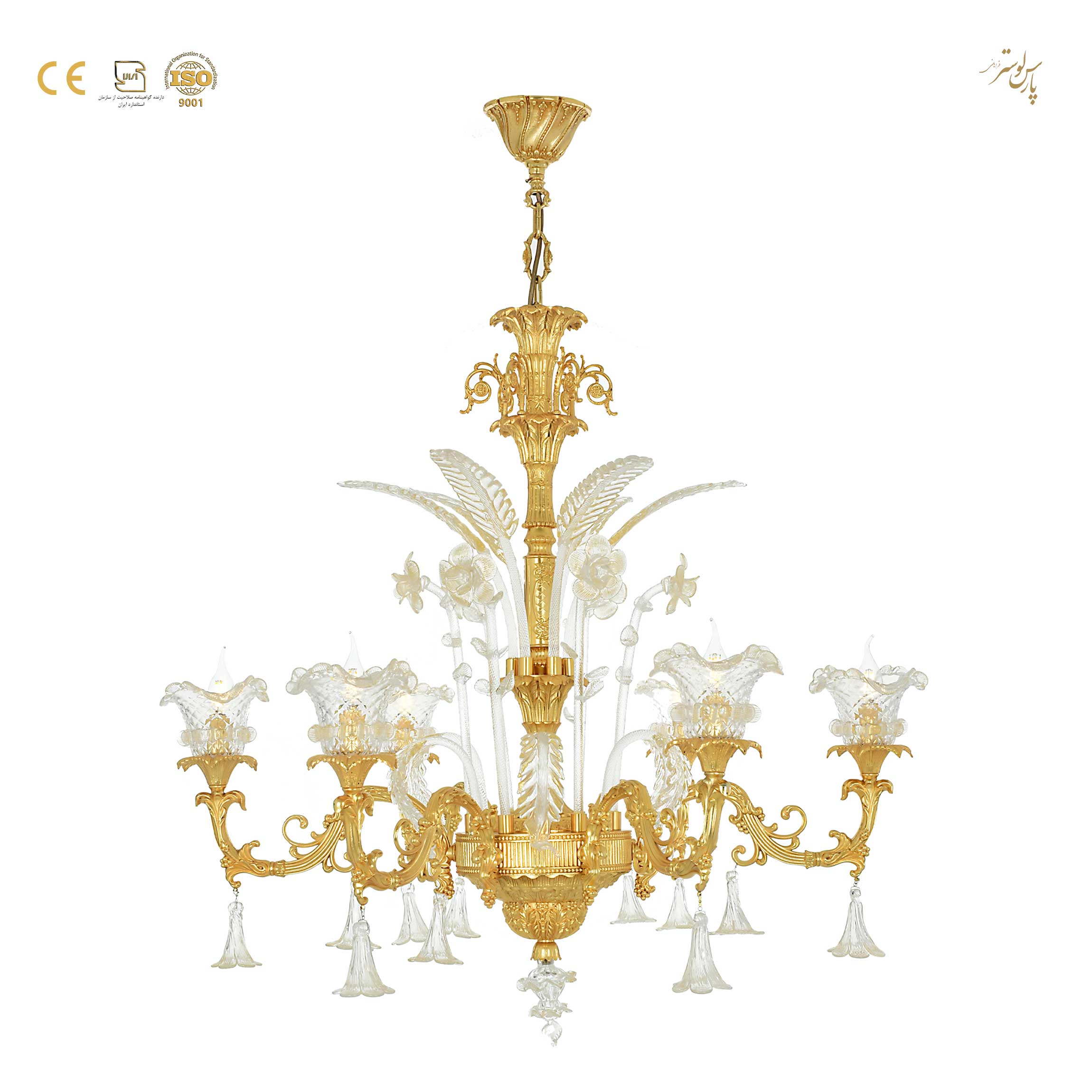 لوستر لاکچری با روکش طلا کد6704 لوستر لاکچری با روکش طلا کد6704
